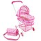 Hey! Play! Pretend Play Toy Pram for Baby Dolls- Foldable, Pink Carriage with Diaper Bag Stroller Bassinet
